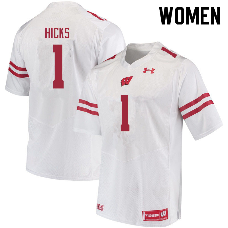 Wisconsin Badgers Women's #1 Faion Hicks NCAA Under Armour Authentic White College Stitched Football Jersey WK40X18CP